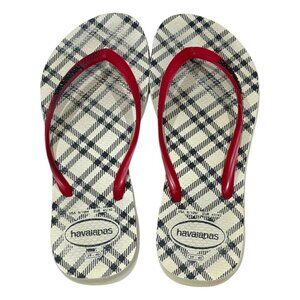 Havaianas Slim Retro Flip Flop Thong Sandal Plaid/Red Size 9/10